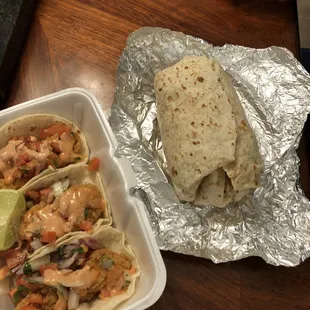 The Fish Tacos were exceptional, crispy and the aioli added the perfect finish!  Burrito too!!  Looking forward to enjoying again.