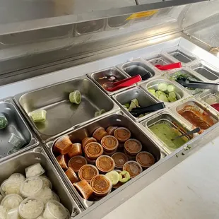 Salsas and toppings (This is closed and gloves are provided for use)
