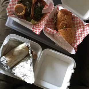 All three items and you see the sauces that came with them.