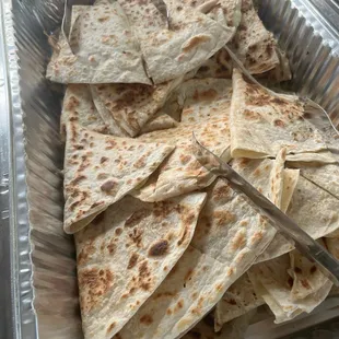 Hot cheese quesadillas