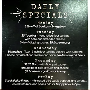 Daily Specials