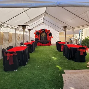 tables set up for a party