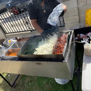 a man preparing food