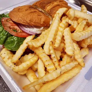 a sandwich and french fries