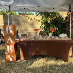 Salsa bar with decoration
