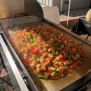 a pan of food being cooked