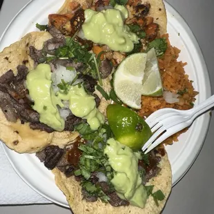 Chicken and beef tacos