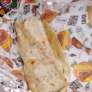 a burrito wrapped in foil