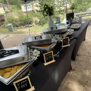 Nacho bar for cocktail hour. 
Wedding in Estes Park  at O'Connor Pavillion