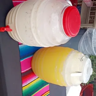 Add your favorite alcohol to these gua fresca. -horchata - rum -pineapple Buchanans -cucumber/lime- tequila