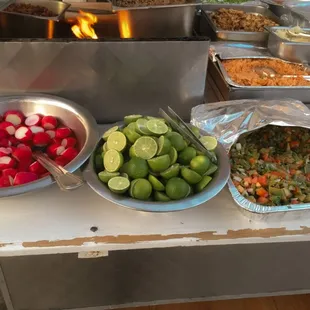 Tasty radishes, limes, and nopales to accompany your tacos