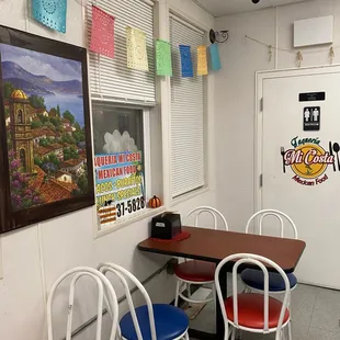 tables and chairs in a restaurant