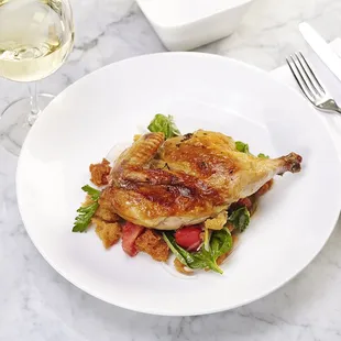 Wood Roasted Chicken / Heirloom Tomato bread Salad