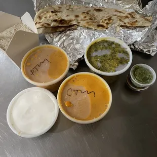 a flatbread, salsa, and quesadilla