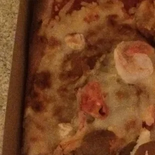 The nasty Sicilian shrimp and scallop pizza