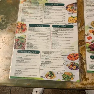 the menu of the restaurant