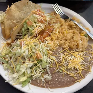 Taco, enchilada, rice &amp; beans