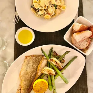 Branzino and orecchiette