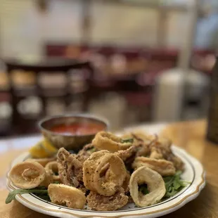 a plate of fried squids