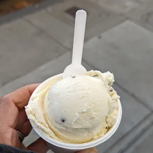 Peppercorn chocolate chip ice cream with dark chocolate sorbet underscoop!