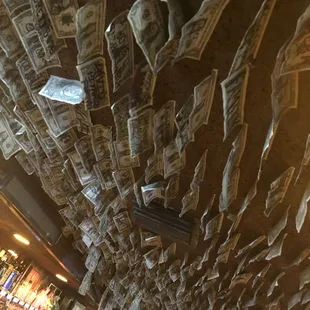 money falling from the ceiling