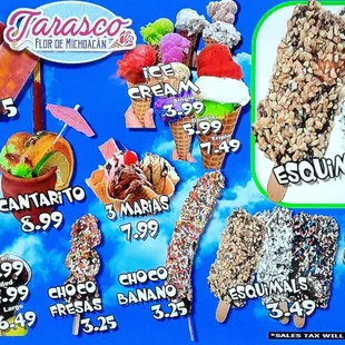 prices of ice creams