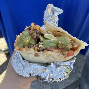 al pastor burrito with green sauce