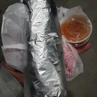 For the crybabies.  A 100% intact &quot;Burro Tarasco&quot; with reasonably spicy hot sauce.  Spoiler alert- contains grilled pineapple!