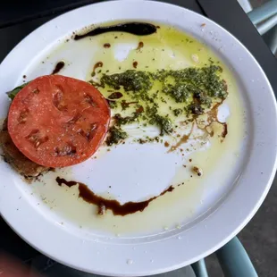 Fried mozzarella (it's under the tomato)