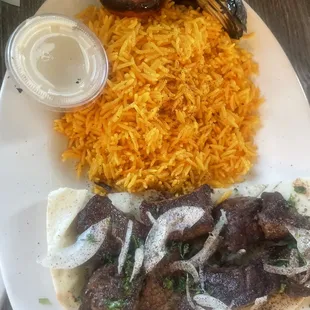Beef Tikka with side of rice