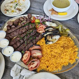 Combo for 3 but some skewers substituted for more kofta