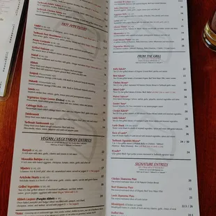 menu