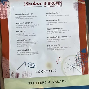 The drink menu