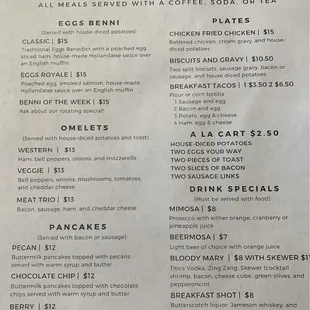 SUNDAY BRUNCH MENU 10am-Noon