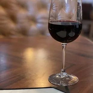 a glass of red wine