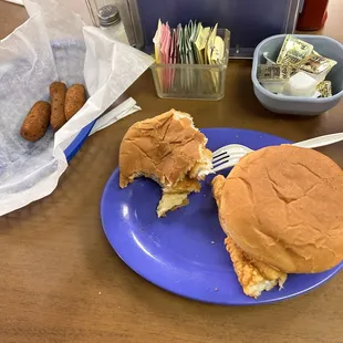 Cat fish sandwich and Hush Puppies