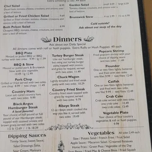 Lunch and dinner menu
