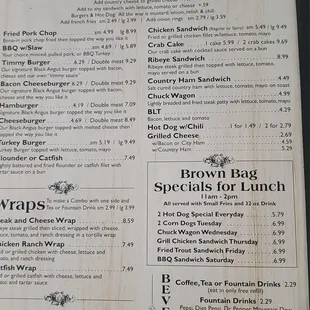 Lunch and dinner menu