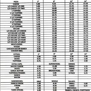 Here is the most updated menu!