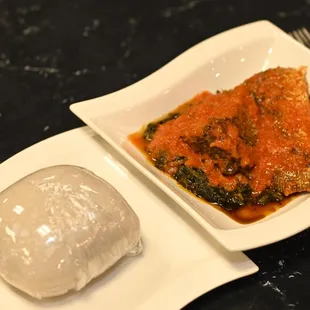 Poundo Yam With Spinach