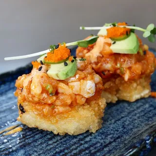 Spicy Salmon on Crispy Rice