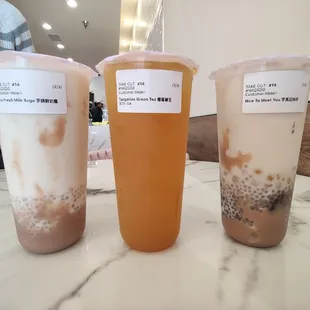 Taro fresh milk sago Tangerine green tea 30% sweet Nice to meet you