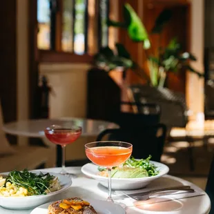 two plates of food on a table