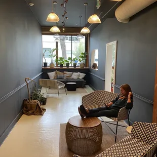 Super cozy and moody back room. Great ambience!