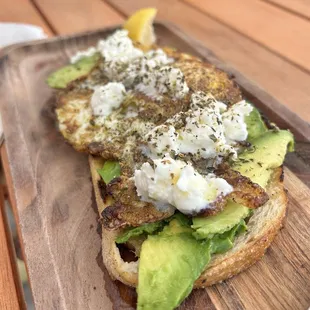 avocado and goat cheese on toast