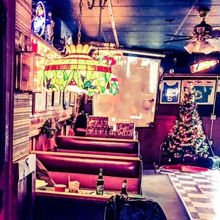 the interior of a diner