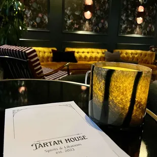 a menu on a table in a restaurant