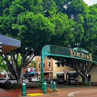 the entrance to a restaurant