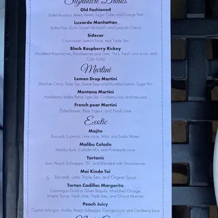 Special Drink Menu