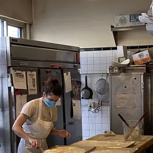 At work behind the counter